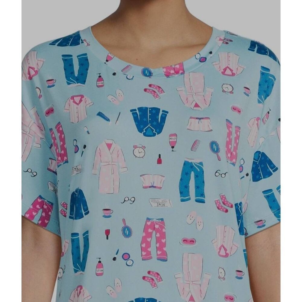 Secret Treasure 2X-3x Women's Blue Sleepshirt Nightgown Nightshirt with Pockets